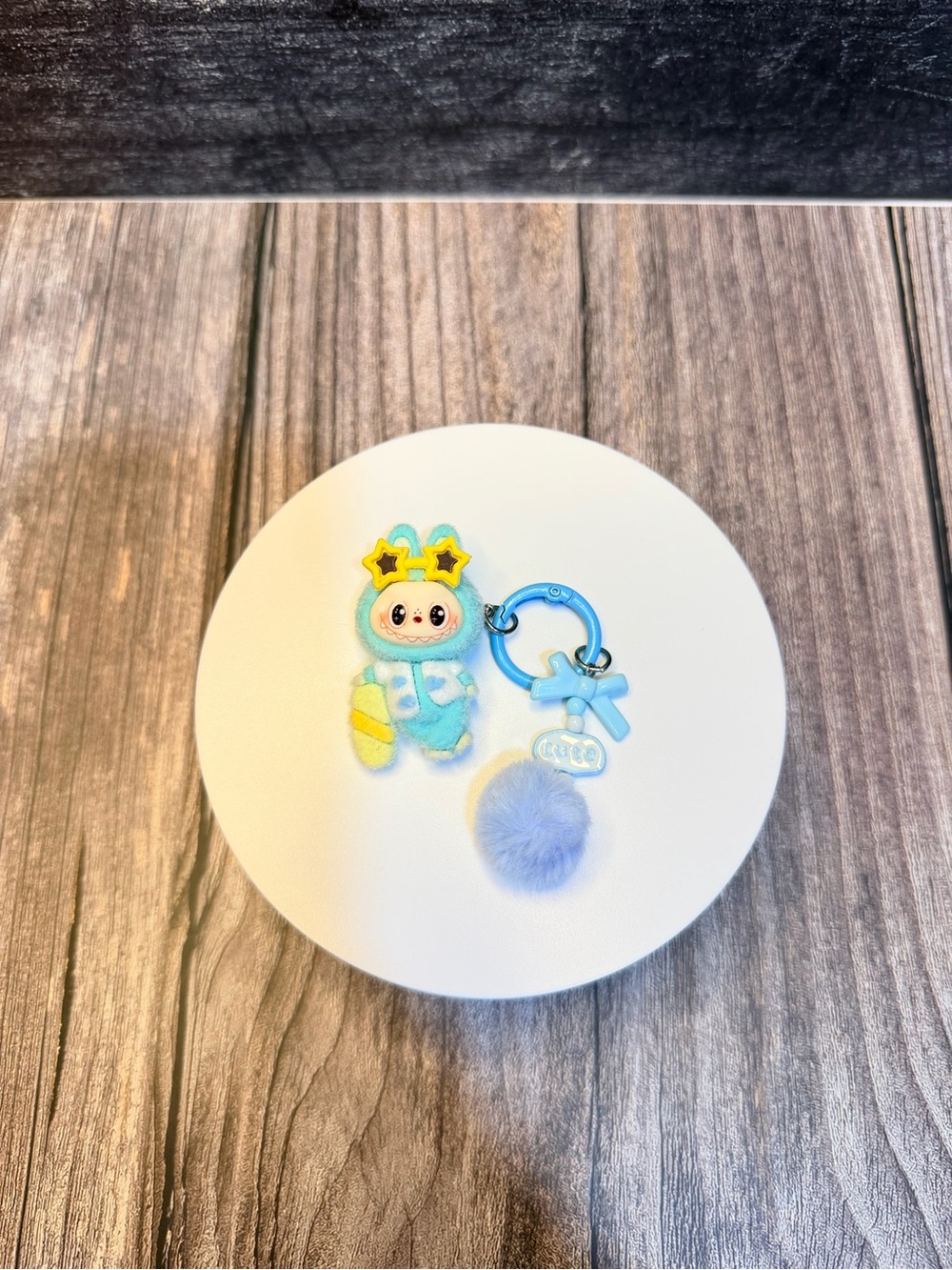 Plush Labubuu Keychain with Pom-Pom and Star Glasses